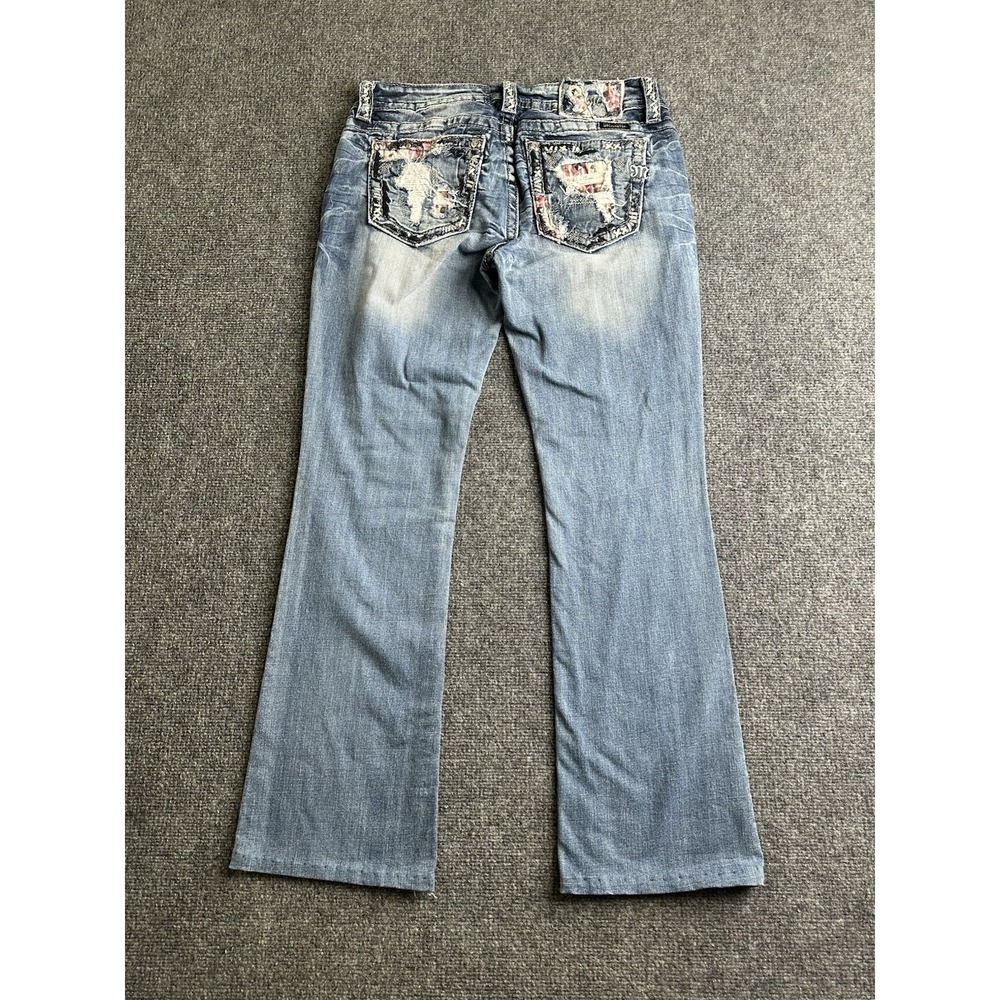 Women's Miss Me Embellished Distressed Bootcut Blue Jeans, Size 30